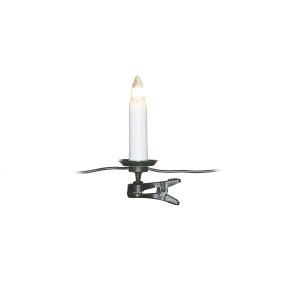 Julgransbelysning varmvit 16LED 7,5m Wit Van Konstsmide - De lampjes zijn voorzien van vervangbare E10-lampen en hangen aan een 7,5 meter lange groene lichtslinger die mooi opgaat in de takken van de boom.