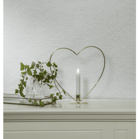 Flamme Heart Messing Van Star Trading - 28 cm kastanjebruin hart voor op tafel met Star Trading's mooie antieke kaars Flamme van 15 cm, inbegrepen.