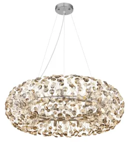 Katrina Ø80 Rookkleurig kristal Van Globo Lighting - Katrina &auml;r en elegant rund kristallkrona i kromf&auml;rgad metall med gnistrande K9-kristaller som skapar en sofistikerad och lyxig atmosf&auml;r i ditt hem.