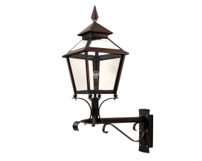 Eriksberg Geoxideerd koper buitenlamp Van Westal - De lantaarn heeft een onderkant van antiek zwart smeedijzer en een bovenkant van zwaar geoxideerd koper, wat hem een elegant en tijdloos design geeft.