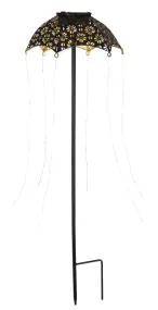 Umbrella Zwart solarlamp Van Globo Lighting - Skapa en magisk st&auml;mning i tr&auml;dg&aring;rden med Umbrella, en unik solcellsbelysning med vackert utskuret m&ouml;nster och h&auml;ngande ljusslingor.