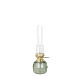 Kerosene Lamp Majken Small Groente Van Strömshaga - Branderbuizen van helder glas en branders van messing.