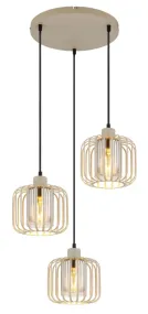Alfred Ø44 Zand hanglamp Van Globo Lighting - Den &auml;r tillverkad av sandf&auml;rgad matt metall och har mjukt rundade metalln&auml;tssk&auml;rmar med en inre glascylinder, som skapar ett elegant och luftigt uttryck.