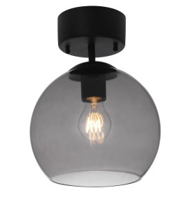 Salle Ø23 Rookkleurig plafondlamp Van Cottex - Plafond in zwart metaal met een elegante rookkleurige glazen koepel.