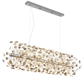 Katrina 90cm Rookkleurig kristal Van Globo Lighting - Katrina &auml;r en elegant rektangul&auml;r kristallkrona i kromf&auml;rgad metall med gnistrande K9-kristaller som skapar en sofistikerad och lyxig atmosf&auml;r i ditt hem.