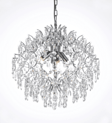 Kate Ø50 Zilver kristal Van Norrsken Design - De Kate plafondlamp in chroom met handgeslepen klasse 1 K9 kristallen is een moderne en luxueuze kroonluchter die glamour en stijl toevoegt aan elke kamer.
