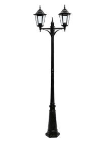 Kartano Twin 225cm Zwart lantaarnpaal Van Airam - Het klassieke design en de facetgeslepen glazen zijn tijdloos en benadrukken de klassieke uitstraling.