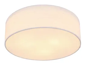 Ava Ø44 Wit plafondlamp Van Globo Lighting - Den vackra sk&auml;rmen kl&auml;dd i vackert sandf&auml;rgat textil, vilket g&ouml;r lampan l&auml;tt att kombinera med olika inredningsstilar.