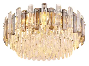 Orgina Ø55 Rookkleurig plafondlamp Van Globo Lighting - Plafonden Orgina tillf&ouml;r rummet en lyxig k&auml;nsla med gnistrande kristaller och r&ouml;kf&auml;rgade glasstavar.