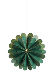Marigold Ø45 Groente Van Markslöjd - De prachtige groene papierkleur geeft een zachte en moderne uitstraling en vormt een mooi contrast met de meer traditionele kerststerren.