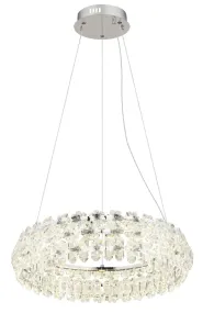 Diann Ø60 Chroom hanglamp Van Globo Lighting - Med en diameter p&aring; 60 cm och en imponerande ljusstyrka p&aring; 4460 lumen ger den en kraftfull och j&auml;mn belysning.