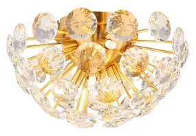 Virina Ø40 Goud plafondlamp Van Globo Lighting - Dess eleganta design kombinerar en gyllene metallkropp med en sk&auml;rm av klara kristaller, vilket ger en lyxig och sofistikerad k&auml;nsla till ditt hem.