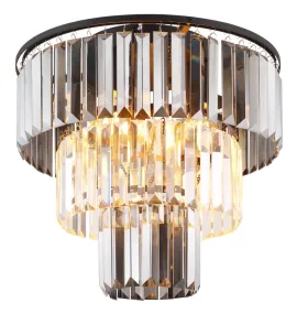 Naxis Ø40 Rookkleurig plafondlamp Van Globo Lighting - Naxis &auml;r en vacker plafond tillverkad av mattsvart metall och &auml;r smyckad med kristaller i r&ouml;kf&auml;rgat och klart glas.