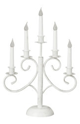 Smide 5 Wit Van Pixie Design - Deze smeedijzeren kandelaar met 5 armen in de kleur wit is een elegante en klassieke verlichtingsoplossing die een rustieke charme aan uw huis toevoegt.