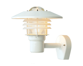 Tellus Wit buitenlamp Van Westal - De Tellus wandlamp is een armatuur van Zweeds ontwerp met een E27-fitting en een heldere glazen kap die de lichtbron omringt.