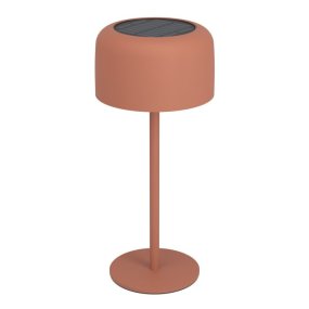 Roccanova 30cm ROOD solarlamp Van Eglo - De lamp laadt u eenvoudig op via het zonnepaneel of de meegeleverde USB-kabel en beschikt over een touchdimmer met drie helderheidsniveaus, waarmee u de verlichting naar wens kunt aanpassen.