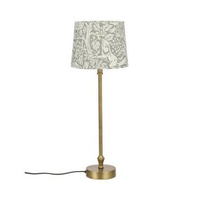 Liam 55cm Messing/Groen tafellamp Van PR Home - Gemeten aan de onderkant is de diameter van de lampenkap 20 cm, de bovenkant is 17 cm en de hoogte is 15 cm.