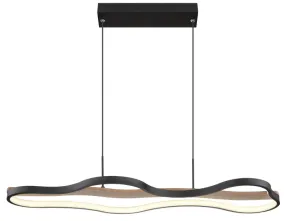 Bezzy 80cm Natuur hanglamp Van Globo Lighting - Bezzy takpendel har en unik molnformad design som kombinerar mattsvart metall, m&ouml;rkbrunt tr&auml; och opalsilikon f&ouml;r en stilfull och behaglig belysning.