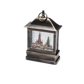 Met Water Gevulde Lantaarn Met Kerstmarkt Bruin Van Konstsmide - Uitgerust met een timerfunctie (5u) en een brandduur van ca.