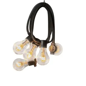Lichtslinger, amberkleurige, 10m Zwart Van Konstsmide - Decoratieve lichtsnoer met 10 vervangbare amberkleurige LED-lampjes die een warme en uitnodigende sfeer cre&euml;ren.