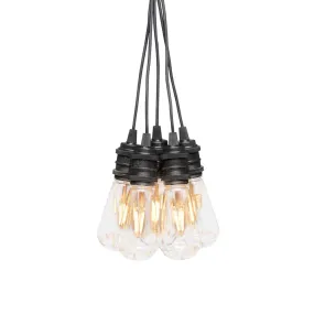 Startset Lichtketting Amber 10m Zwart Van Konstsmide - Stijlvolle lichtsnoer met 10 amberkleurige LED-lampen (E27) &ndash; Ideaal om binnen of buiten een gezellige sfeer te cre&euml;ren.