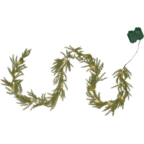 Thuja 180cm Groente Van Star Trading - Deze slinger werkt op 3 AA-batterijen en heeft ook een timerfunctie.