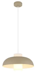 Lowe Ø38 Zand hanglamp Van Globo Lighting - Den runda sk&auml;rmen i matt sandf&auml;rgad metall ger ett elegant och tidl&ouml;st uttryck, medan den cylinderformade sk&auml;rmen i opalglas sprider ett mjukt och behagligt ljus.