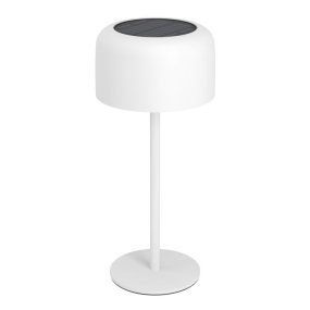 Roccanova 30cm Wit solarlamp Van Eglo - De lamp laadt u eenvoudig op via het zonnepaneel of de meegeleverde USB-kabel en beschikt over een touchdimmer met drie helderheidsniveaus, waarmee u de verlichting naar wens kunt aanpassen.