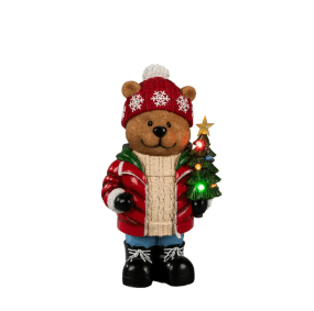 Kleine Teddybeer 38cm Veelkleurig Van Konstsmide - Verspreid kerstsfeer binnenshuis met deze charmante teddybeer in winterkleren!