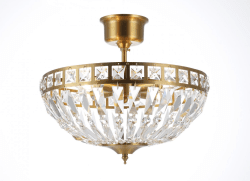 Flores Ø35 Geborsteld messing kristal Van Norrsken Design - De Flores plafondlamp in geborsteld messing is een elegante en verfijnde lichtbron die elke kamer verfraait met zijn moderne design en exclusieve details.