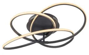 Panda Ø60 Zwart plafondlamp Van Globo Lighting - Den har en fast installerad LED-panel som avger ett varmvit ljus och skapar en behaglig och inbjudande atmosf&auml;r i rummet.