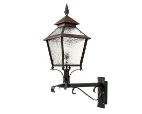 Eriksberg Geoxideerd koper buitenlamp Van Westal - De lantaarn heeft een onderkant van antiek zwart smeedijzer en een bovenkant van zwaar geoxideerd koper, wat hem een elegant en tijdloos design geeft.
