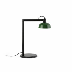 Tatawin 58cm Groente bureaulamp Van Faro Barcelona - Tatawin is een tafellamp met een zwarte structuur en een groene metalen kap die gericht, geconcentreerd licht geeft.