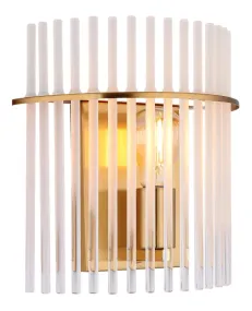 Gorley 26cm Goud wandlamp Van Globo Lighting - Gorley &auml;r en elegant och sofistikerad v&auml;gglampa med en imponerande arkitektonisk design.