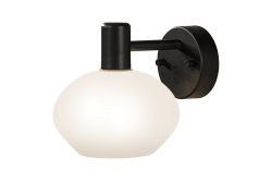 Elba Ø15 Zwart badkamerlamp Van Aneta Lighting - Deze wandlamp is gemaakt van zwart gelakt metaal en heeft een elegant design met een opaalwitte glazen kap die een zacht en aangenaam licht creëert.