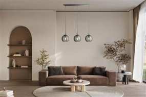 Balls 80cm Rookkleurig Van Searchlight - Gemaakt van chroomkleurig metaal en rookglas, met een glanzende afwerking, geeft hij een verfijnde en moderne uitstraling.