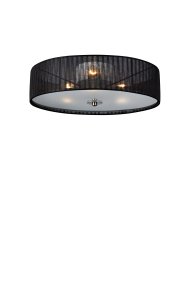 Byske Ø40 Zwart plafondlamp Van Markslöjd - Zwart organza lint met een kap van matglas die een aangenaam sfeerlicht doorlaat.