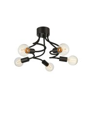 Medusa 70cm Zwart plafondlamp Van Markslöjd - De golvende, zwarte armen geven de lamp een dynamische vorm en zorgen ervoor dat het licht gelijkmatig door de kamer wordt verspreid.