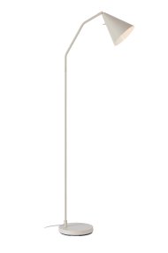 Funil Beige vloerlamp Van Markslöjd - De lamp is gemaakt van beige gelakt metaal en heeft een decoratieve, kegelvormige lampenkop die draaibaar en verstelbaar is.