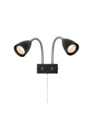 Ciro II Zwart Van Markslöjd - Klassieke en stijlvolle wandlamp met twee kappen en verstelbare armen.