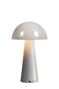 Fungi 27cm Greige Draagbare Van Markslöjd - Ingebouwde batterij die wordt opgeladen via de meegeleverde USB-C-kabel (1 m) die kan worden aangesloten op een adapter van minimaal 1 A en maximaal 6 A (niet meegeleverd) en kan tot 8 uur draadloos worden gebruikt.