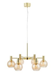 Ambra Ø75 Messing Van Markslöjd - Ambra is een grote en indrukwekkende plafondlamp met een frame in een bordeauxrode afwerking.