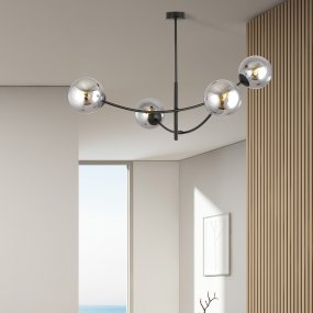 Hunter Ø90 Zwart/Rokerig hanglamp Van Emibig Lighting - De lamp komt bijzonder goed tot zijn recht boven een tafel of aanrecht, waar hij een unieke en uitnodigende sfeer cre&euml;ert.