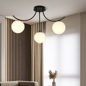 Boston Ø65 Zwart en wit plafondlamp Van Emibig Lighting - Het originele ontwerp van de lamp trekt de aandacht en vormt een stijlvol element in de kamer.