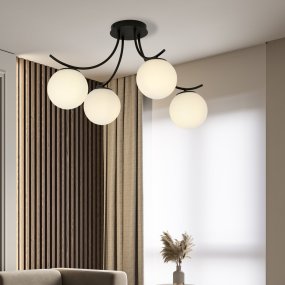 Boston 70cm Zwart en wit plafondlamp Van Emibig Lighting - Het originele ontwerp van de lamp trekt de aandacht en vormt een stijlvol element in de kamer.