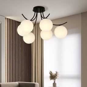 Boston Ø60 Zwart en wit plafondlamp Van Emibig Lighting - Het originele ontwerp van de lamp trekt de aandacht en vormt een stijlvol element in de kamer.