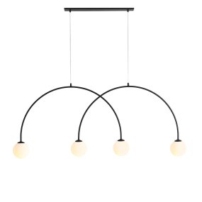 Lea 150cm Zwart hanglamp Van Artera - Het boogvormige ontwerp van de lamp zorgt voor een evenwichtige en gelijkmatige lichtstroom en vormt tegelijkertijd een prachtig designelement in de kamer.