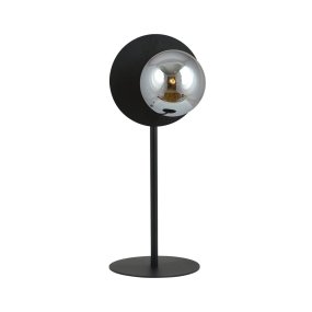 Oslo 50cm Zwart/Rokerig tafellamp Van Emibig Lighting - De ronde vorm creëert een mooi contrast met de rechte voet en maakt de lamp tot een decoratief element in de kamer.