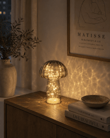 Svamp 23cm Grijs Van Pixie Design - De lamp is voorzien van een timer en een praktische dimmer met 5 standen, waarmee u de lichtsterkte naar wens kunt aanpassen.
