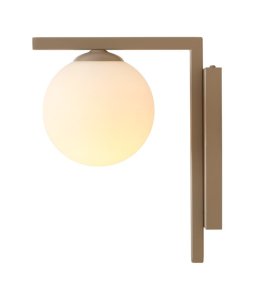 Zac 24cm Beige wandlamp Van Artera - De Zac wandlamp is gemaakt van metaal in een warme beige tint en heeft een elegante witte glazen kap die een zacht en aangenaam licht verspreidt.